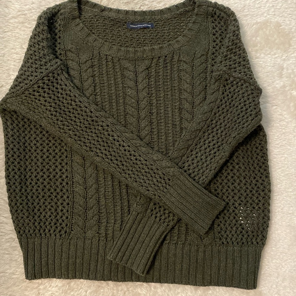 American Eagle Green Long Sleeve Winter Sweater - Juniors Medium